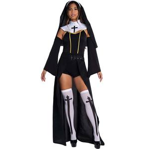 Costume de religieuse noire Marie, sœur religieuse, pour Halloween, CARR-023 - Product Image 1