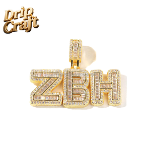 Collar de cadena unisex de cobre chapado en oro con colgante de letra <span class=keywords><strong>DIY</strong></span> estilo DC Drip Hip Hop <span class=keywords><strong>Rock</strong></span> Candy, personalizable con circonita - Product Image 2