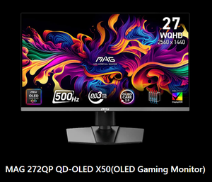 จอเกมมิ่ง MSI MAG 272QP QD-OLED X50 รุ่นที่ 3 QD-OLED ขนาด 26.5 นิ้ว WQHD 500Hz 0.03ms GTG HDR True Black 500 รองรับ G-SYNC FreeSync - Product Image 3