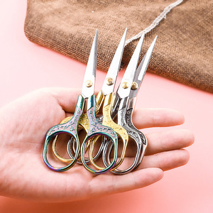 Portable Scissors For Students And Home Use Gold Silver Bronze Colors Stainless Steel V Shaped <b>Diy</b> Crafts Embroidery Thread - Product Image 1