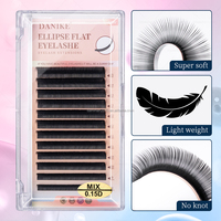 DANIKE Double Conseils Ellipse Cils Plats 0.15/0.20 C D Curl Cils Plats Classiques Salon Professionnel Utilisation Cils Individuels Plateau