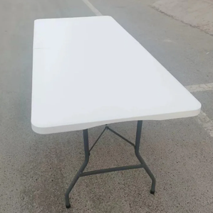 Ensemble de tables et de bancs en plastique pliable pour l'extérieur, cadre en métal résistant aux intempéries, léger et empilable pour les repas dans les centres commerciaux. - Product Image 6