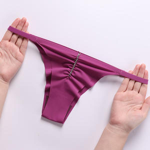 Tanga de seda helada para mujer, sexy, de talle bajo, con logo en la cintura, ecológica y transpirable - Product Image 2