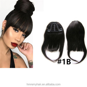 Natural Black Colored Vietnamese Brazilian Straight Raw Remy Virgin <strong>Fringes</strong> Loli <strong>Human</strong> <strong>Hair</strong> <strong>Fringe</strong> Front <strong>Hair</strong> Bangs with Clips - Product Image 2