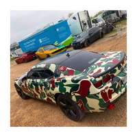 Film pembungkus vinil mobil kustomisasi kamuflase desain Bape cetak Digital khusus baru