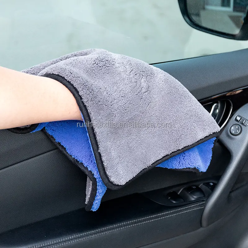 Premium 600-1400GSM Double-sided Coral Velvet Absorbent Auto Detailing Car Wash Towel Customized Car Drying Towel Car Towels