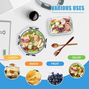 Lonchera Multifuncional Apilable de Vidrio para Llevar Comida con Tapa de PP de Grado Alimenticio, Contenedor de Vidrio - Product Image 4
