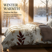Vente en gros usine : Ensemble de literie respirant et moelleux, épaissi pour une chaleur ultime, avec couette réversible à imprimé floral
