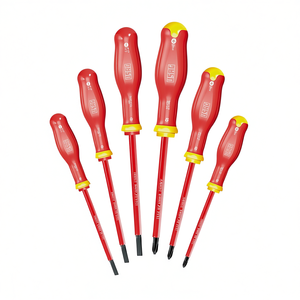 <b>Screwdriver</b> <b>Set</b> 6 Piece Red Insulated Handle With Yellow Accents For Electrical Work - Product Image 3