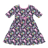 Robes d'Halloween à manches mi-longues pour filles, imprimées de citrouilles, chauves-souris et animaux