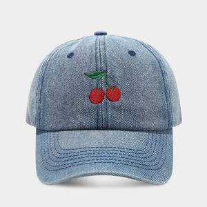 Casquette de baseball ajustable 6 panneaux <span class=keywords><strong>en</strong></span> denim avec broderie cerise pour femme, style décontracté, printemps-<span class=keywords><strong>automne</strong></span>, pour l'extérieur et le shopping, protection solaire, élégante - Product Image 4