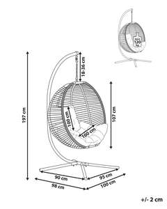 Cómoda Silla Colgante Moderna <span class=keywords><strong>con</strong></span> Cojín Impermeable y Cuerda, Columpio de <span class=keywords><strong>Jardín</strong></span> para Exteriores y Hogar - Product Image 6