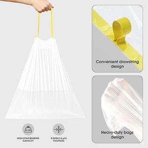 Bolsas de basura pequeñas Huamaohengchun de 1.6 galones, paquete de 60 mini bolsas de basura con cordón, sin perfume, aptas para 4.5-8 litros, 1.2-2 galones - Product Image 1