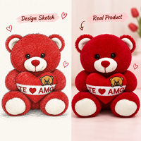Vente en gros directe d'usine, ours en peluche rouge rose personnalisé tenant un cœur Te Amo pour la Saint-Valentin