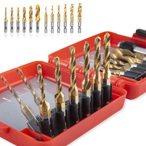 Compound Taps <b>Set</b> 13 <b>Pc</b> Metric And Sae Sizes TiCN Coated For Nonferrous Metals Drilling Machine Use - Product Image 3