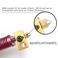 YouQi Kit Peralatan Nosel MK8, Nosel Kuningan 0.4Mm 25 Pcs dengan Jarum Pembersih Kunci Pas Hex