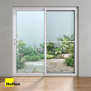 Porte coulissante double Hoffen Pro en PVC avec moustiquaire en fibre de verre blanche 160x205cm, étanche et isolante thermiquement pour usage hôtelier - Product Image 3
