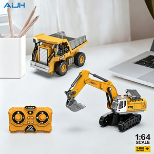 AiJH 1:64 Camión de Aleación Miniatura 2 en 1 de 2.4Ghz, Excavadora de Control Remoto de Aleación Miniatura, Juguetes de Excavadora de Construcción RC con Control por APP - Product Image 1