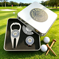 Kit Cadeau de Golf Personnalisable OEM en Gros – Marqueur de Balle, Outil de Réparation de Divots, Jeton de Golf en Métal avec Logo Personnalisé