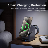 3-in-1 Magnetische Draadloze Oplaadstation met Digitale Wekker 15W Snelladen Dock voor iPhone 16 15 Watch AirPods
