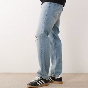 Nouvelle Arrivée 2026 – Jean Baggy Streetwear Bleu Clair pour Homme, Taille Haute, Coupe Droite, Idéal au Quotidien - Product Image 2