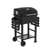 Barbecue au charbon de bois commercial pour la restauration, barbecue rectangulaire portable en gros avec tables latérales et roues