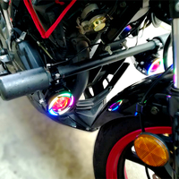 U7 noir moto projecteur LED phares 25W, 3000LM plusieurs yeux d'ange lumière stroboscopique système d'éclairage universel de moto