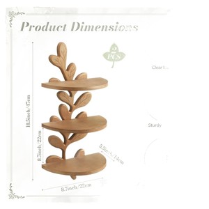 Tree Shaped Solid Wood <b>Wall</b> <b>Mounted</b> <b>Shelf</b> Natural Color Hanging Storage Rack For Living Room Bedroom - Product Image 3