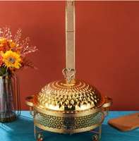 Ensemble de chauffe-plats 8L or dentelle Boom ceinture Buffet léger luxe Style européen hôtel style acier inoxydable métal combustible méthode de chauffage