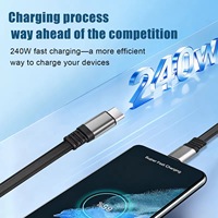Cable de Datos USB-C a USB-C Extensible Ultra Rápido de 240W, Carga Rápida, Fácil de Transportar, OEM