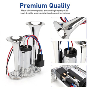 Bocina Eléctrica Metálica de Doble Tubo 12V Plateada Tipo Integrado para Montaje Frontal en Motocicleta - Product Image 5