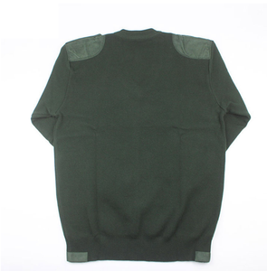 DFU107 Pulls tactiques d'hiver vert olive en laine acrylique pour sports de plein air avec patchs durables sur les épaules et les coudes, produit textile de maison - Product Image 4