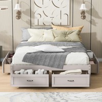 Cadre de lit plateforme en bois moderne de taille standard avec 6 tiroirs, gain de place pour la chambre à coucher