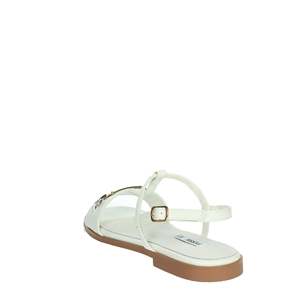 Sandales plates Ferre Donna F-251 en cuir blanc à bride en T pour femme – Chaussures d'été - Product Image 2