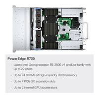 Servidor en Rack 2U PowerEdge R730 para Virtualización VMware, Servidor Dual Xeon E5-2600 V4 DDR4