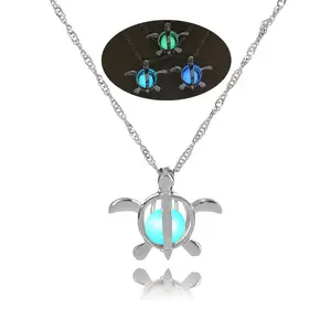 Ocean Style Animal Turtle Glow In The Dark Pendant Locket Turtle Charm Pendant Necklaces