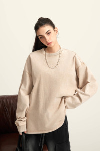 เสื้อยืดคอกลมแขนยาวสไตล์วินเทจแบบยูนิเซ็กซ์ ปรับแต่งได้ เนื้อผ้า 260GSM ผ้าฝ้าย 100% แห้งเร็ว ไม่ยับ ทนทาน - Product Image 4