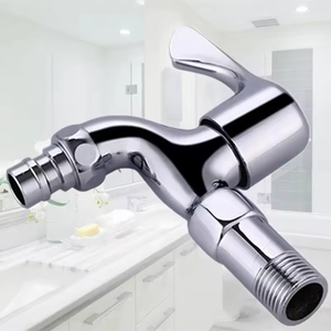 <span class=keywords><strong>Robinet</strong></span> d'eau mural en acier inoxydable au design moderne 1/2 po pour lavabo et machine à laver avec poignée en plastique et zinc - Product Image 2