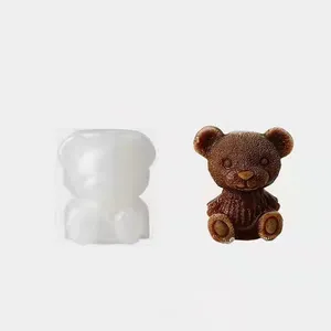 Rumah Tangga Beruang Es Batu Cetakan Es Silikon Pemodelan Popsicle Beruang Kartun Es Krim Cetakan