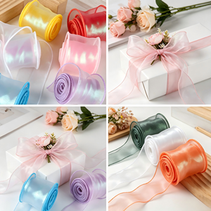 Nastro in Organza Trasparente Effetto Coda di Pesce Iridescente per Bouquet da Sposa, Decorazione Torte, Confezioni Regalo Nuziali, Rotoli di Nastro per Avvolgere - Product Image 5