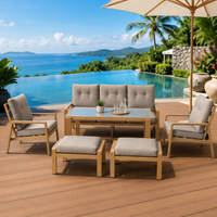 Ensemble de canapés d'extérieur durables avec structure en aluminium imitation bois, résistant à l'eau et aux UV, mobilier de conversation pour patio, jardin et hôtel
