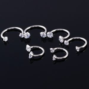 316L सर्जिकल इस्पात आंतरिक लड़ी घोड़े की नाल की अंगूठी जिक्रोन के साथ नाक पट भेदी Labret होंठ अंगूठी कान की बाली आभूषण - Product Image 2