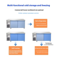 Congélateur vitrine sous comptoir pour cuisine professionnelle, capacité 250L, de -18°C à -5°C, horizontal, à refroidissement par air, poste de travail