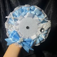 Tempat Penyimpanan Badge Lolita dengan Renda dan Pita, Tempat Badge Sayap Malaikat, Aksesoris Dekorasi Itabag Buatan Tangan untuk Pin Tombol 58mm 65mm