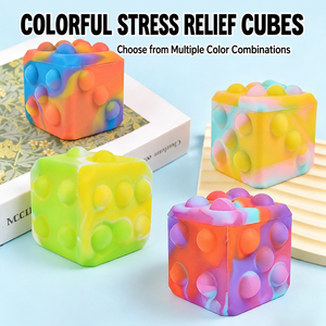 Colorful Silicone Squishy Cube with Raised Bumps Soft Squeeze Sensory Fidget <b>Toy</b> for Stress Relief and <b>Desk</b> Play - Product Image 1