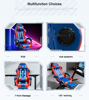 Fauteuil de jeu d'ordinateur de massage en cuir PU à prix réduit Fauteuil de jeu ergonomique inclinable pour jeux vidéo LED RVB