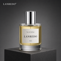 Flacon de parfum vide en verre fin, style dernier cri, esthétique luxueuse, transparent, avec col serti, cylindrique, 30ml, 50ml, 100ml, avec bouchon en plastique argenté