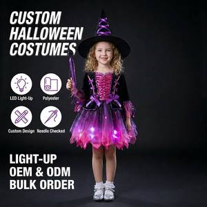 <span class=keywords><strong>Costume</strong></span> da <span class=keywords><strong>Strega</strong></span> Luminoso per Bambine in Poliestere, Set per Cosplay di Halloween, Vestito da Piccola <span class=keywords><strong>Strega</strong></span> Principessa - Product Image 1