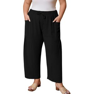Pantalones Palazzo de Pierna Ancha para Mujer Talla Grande FOXA, Cintura Alta con Bolsillos, Pantalones Holgados Casuales de Verano - Product Image 1