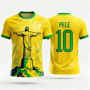 <span class=keywords><strong>Camiseta</strong></span> de Secado Rápido Impresa en 3D, Personaje del Futbolista Estrella Pelé, Manga Corta, Transpirable, Deportiva, para Niños, Jersey de Fútbol Brasileño - Product Image 5